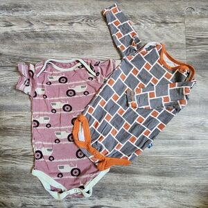Kickee Pants Pink and Orange Bodysuit Duo
